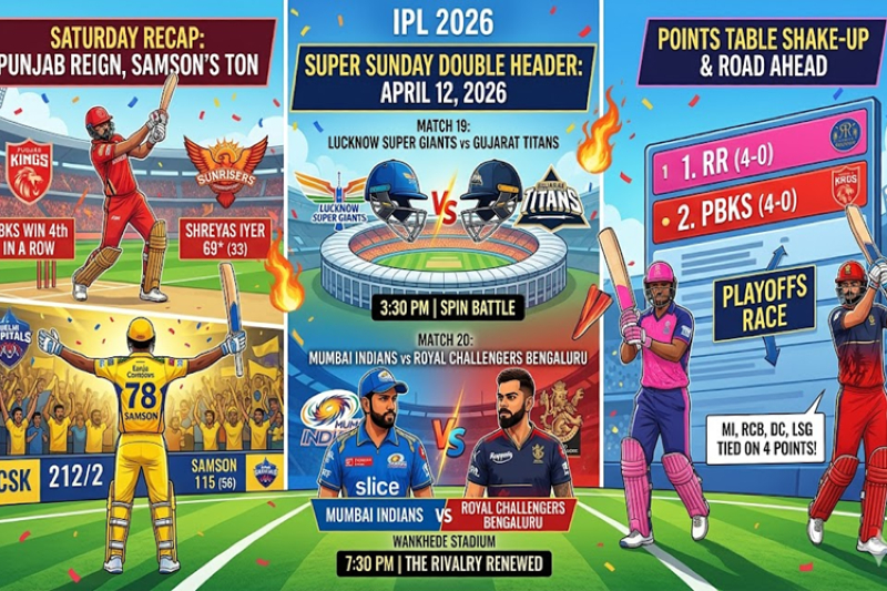PL 2026: PBKS Maintain Surge, Samson Leads CSK to First Win; Wankhede Braces for Rivalry Sunday