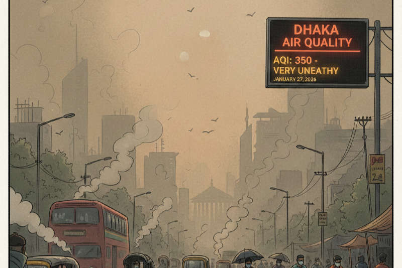 Dhaka’s Air Quality Plummets to ‘Very Unhealthy’ Levels