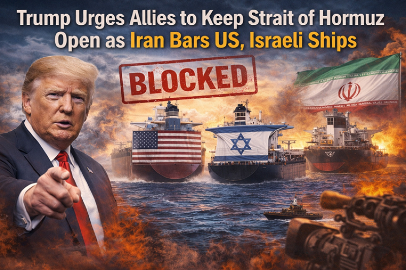 Trump Urges Allies to Keep Strait of Hormuz Open as Iran Says Blockade Targets US, Israel