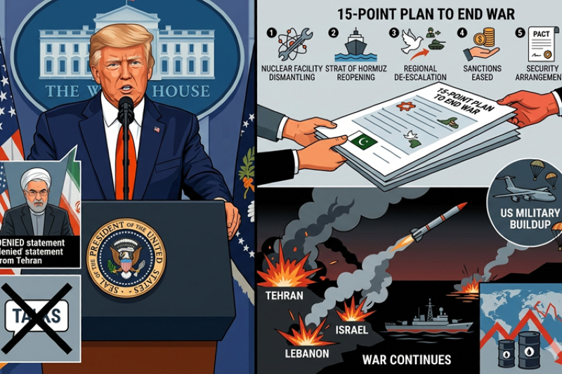 Trump Repeats Iran “Deal” Claim as Tehran Denies Talks; Reports Emerge of US 15-Point War Plan